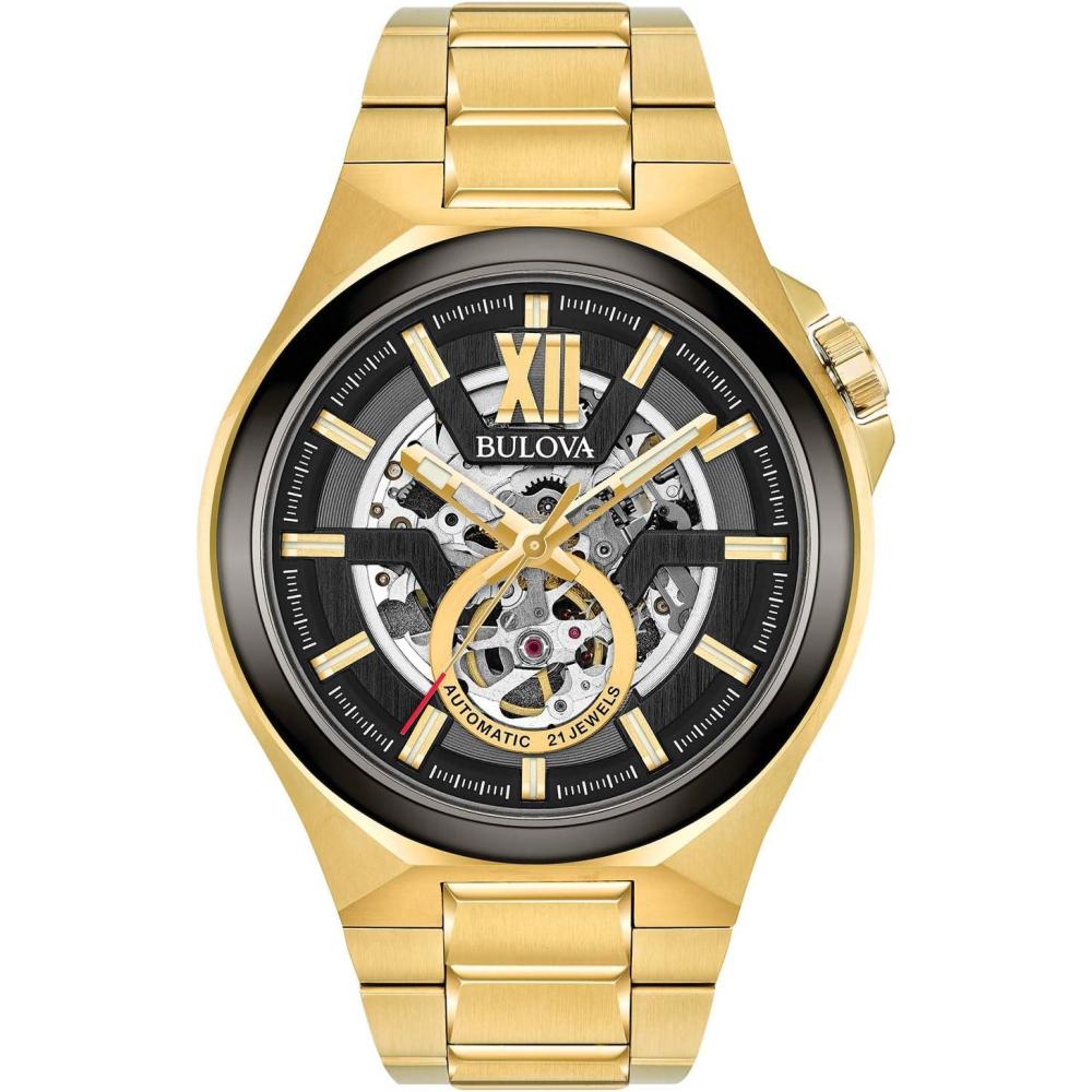 imageBulova Mens Classic Maquina Automatic Open Aperture WatchGold Tone
