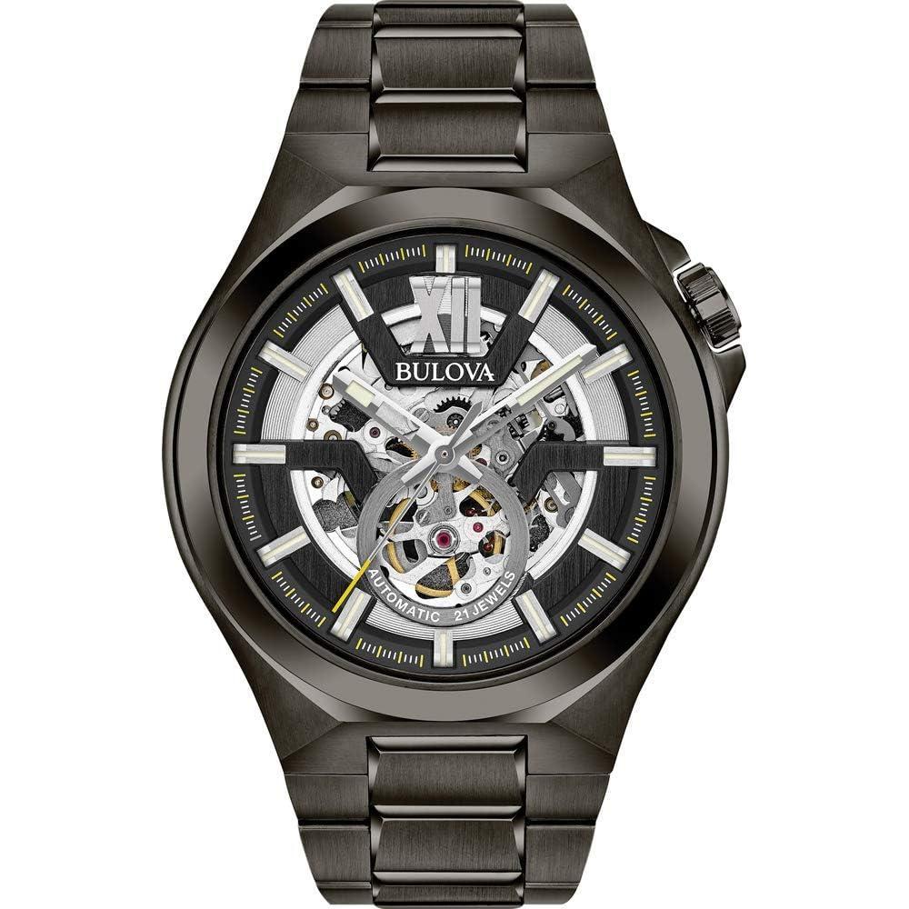 imageBulova Mens Classic Maquina Automatic Open Aperture WatchGunmetal