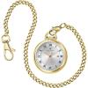 Bulova Classic Pocket Watch 3-Hand Date Quartz Gold Stainless Steel, White Dial with Detachable Chain Style: 97B241