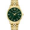 Bulova Men’s Dress Classic Diamond Watch, 3-Hand Date Quartz Watch, Stainless Steel Bracelet, 41mm(Gold/ Green Dial)