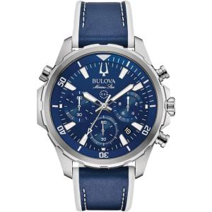 Bulova Men’s Marine Star Series B Stainless Steel 6-Hand Chronograph Quartz Watch, 100M(Blue Strap/ Stainless)