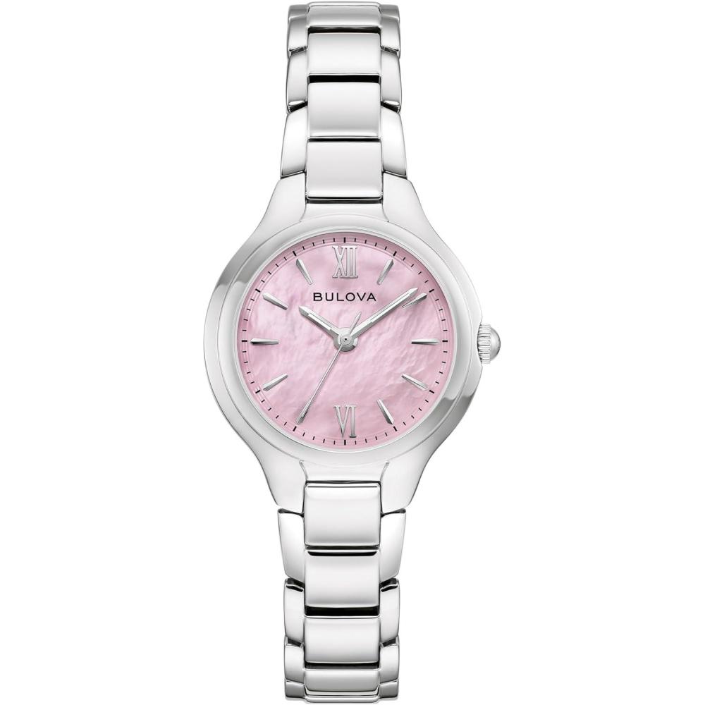 imageBulova Ladies Quartz Classic Stainless Steel Case amp MotherofPearl DialSilverTone Pink MotherofPearl Dial