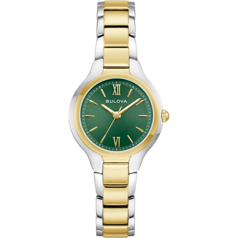 imageBulova Ladies Quartz Classic Stainless Steel Case amp MotherofPearl DialTwoTone  Green MotherofPearl Dial