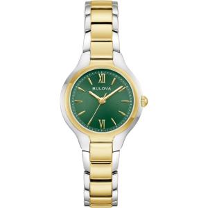 Bulova Ladies Quartz Classic, Stainless Steel Case & Mother-of-Pearl Dial(Two-Tone & Green Mother-of-Pearl Dial)
