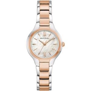 Bulova Ladies Quartz Classic, Stainless Steel Case & Mother-of-Pearl Dial(Two-Tone & White Mother-of-Pearl Dial)