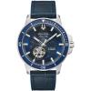 Bulova Men’s Marine Star ‘Series C’ Automatic Stainless Steel 3-Hand Watch, Exhibition Case, Rotating Bezel(Blue Strap)