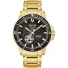 Bulova Men’s Marine Star ‘Series C’ Automatic Stainless Steel 3-Hand Watch, Exhibition Case, Rotating Bezel(Gold Tone)