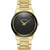 Bulova Mens Modern Millenia Gold Stainless Steel 2-Hand Quartz Watch, Black Dial Style: 97a183