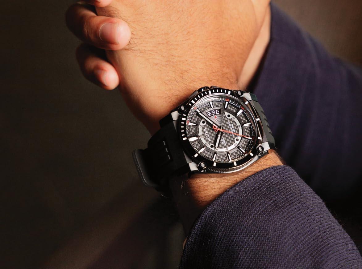imageBulova Mens Icon High Performance Quartz Chronograph Black Stainless Steel Watch with Polyurethane Strap Black Dial Style 98B417