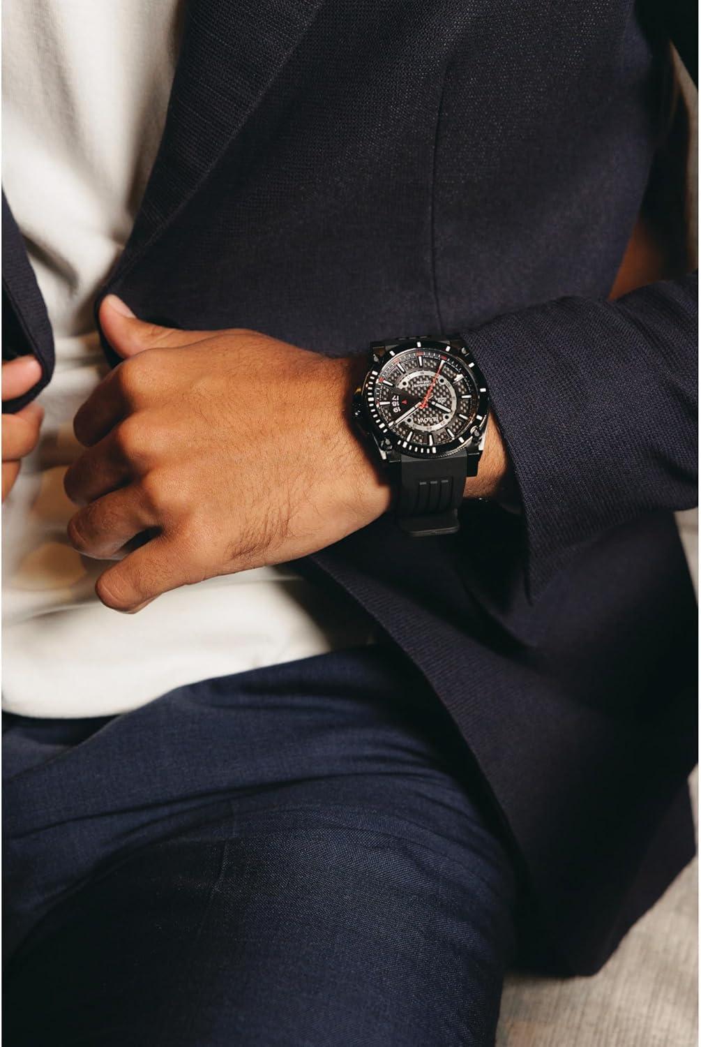 imageBulova Mens Icon High Performance Quartz Chronograph Black Stainless Steel Watch with Polyurethane Strap Black Dial Style 98B417