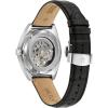 Bulova Men’s Automatic Dress Classic Surveyor Watch, Black Leather Strap, Full Skeleton Dial, 42 Hour Power Reserve, 41mm(Black Strap/Silver)