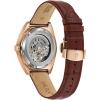 Bulova Men’s Automatic Dress Classic Surveyor Watch, Black Leather Strap, Full Skeleton Dial, 42 Hour Power Reserve, 41mm(Brown Strap/Rose Gold)