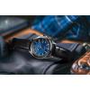 Bulova Men’s Precisionist 3-Hand Calendar Stainless Steel with Black Leather Strap and Blue Dial Style: 96B257