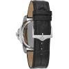 Bulova Men’s Precisionist 3-Hand Calendar in Stainless Steel with Black Leather Strap and Black Patterned Dial Style: 96B158