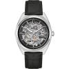 Bulova Men’s Automatic Dress Classic Surveyor Watch, Black Leather Strap, Full Skeleton Dial, 42 Hour Power Reserve, 41mm(Black Strap/Silver)