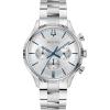 Bulova Men’s Classic 6-Hand Chronograph Quartz Silver Stainless Steel Watch, 24 Hour Time, Luminous Hands, 43mm, Style:96A321