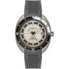 Bulova Men’s Oceanographer Snorkel GMT Automatic Grey Ion Plated Stainless Steel Case Watch, Black and White Unidirectional Rotating Bezel, Gray Silicone Strap, White Dial Style:98B407
