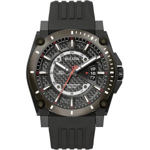 Bulova Men’s Icon High Performance Quartz Chronograph Black Stainless Steel Watch with Polyurethane Strap, Black Dial Style: 98B417