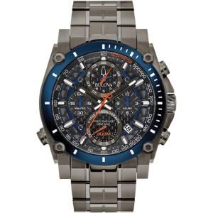 Bulova Men’s Precisionist Gray Ion-Plated Stainless Steel 8-Hand Chronograph with Blue and Orange Accents Style: 98B343