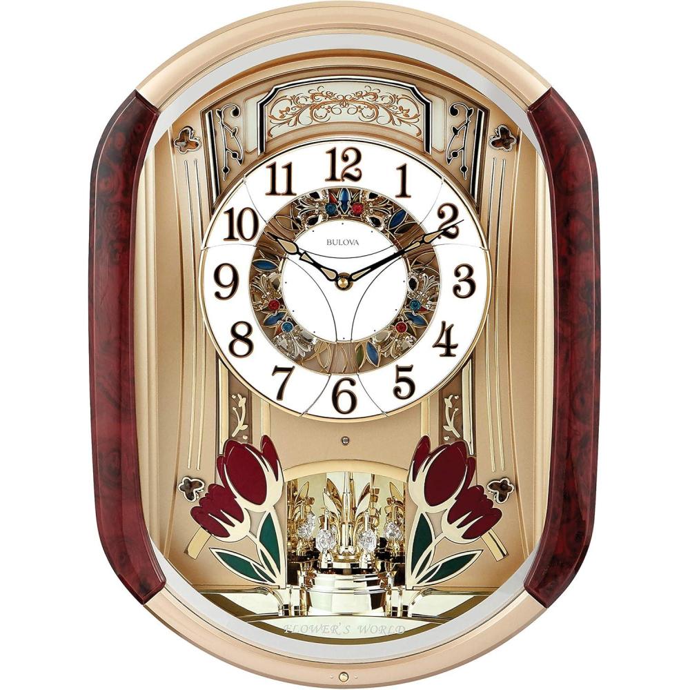 imageBulova Fantastic Strike amp Chime Wall Clock Gold C4902
