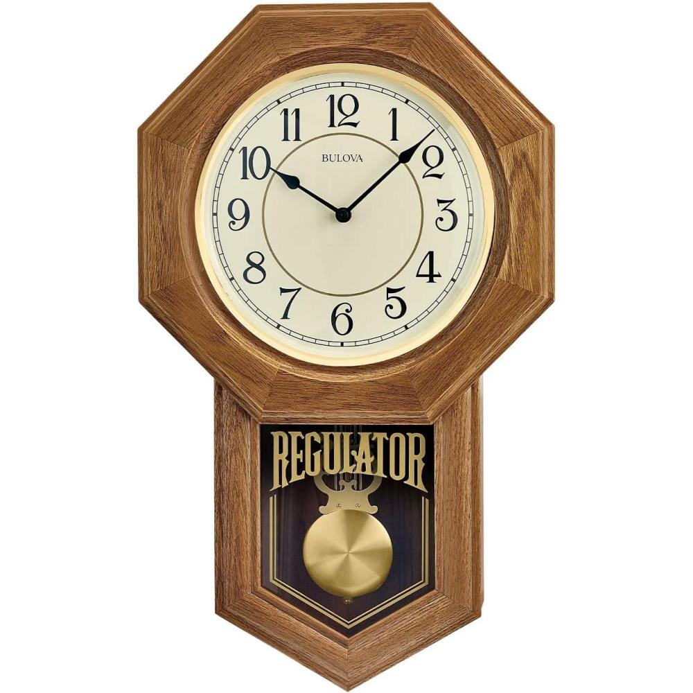 imageBulova Thomaston Golden Mantel Clock Model C3545 Elegant Design GoldTone Finish Quartz Movement Decorative Dial Battery Operated