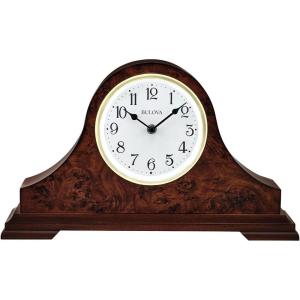 Bulova Chandler Lighted Mantel Clock, Model B1853 | Elegant Design | Illuminated Dial | Quartz Movement | Cherry Wood Finish | Battery Operated