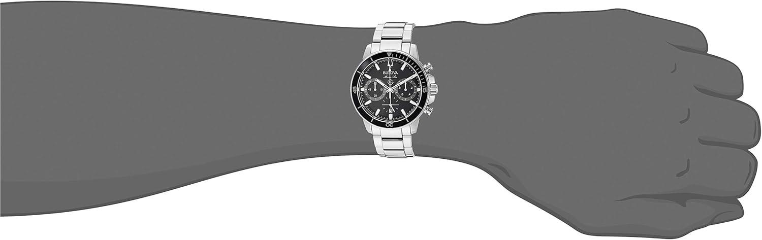 imageBulova Mens Marine Star Series C Stainless Steel 6Hand Chronograph Quartz Watch Black Dial Style 96B272