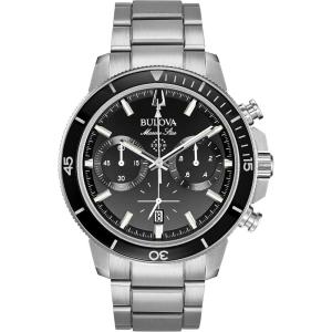 Bulova Men’s Marine Star Series C Stainless Steel 6-Hand Chronograph Quartz Watch, Black Dial Style: 96B272