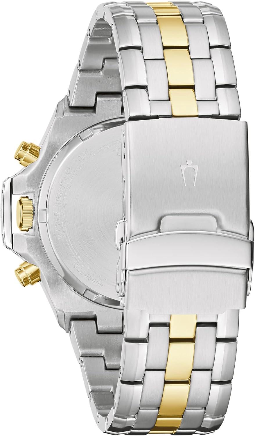 imageBulova Mens Classic Sport Stainless Steel 6Hand Chronograph Quartz WatchTwoToneBlack Dial