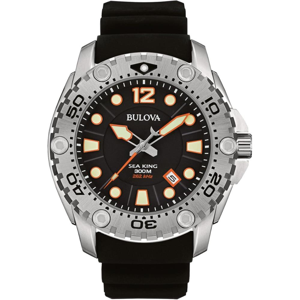 imageBulova Mens 96B228 Sea King Analog Display Japanese Quartz Black Watch