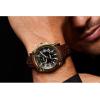 Bulova Men’s Icon High Precisionist Quartz Gold Tone Stainless Steel Case 3-Hand Watch, Leather Brown Strap, Black Dial Style:97B216