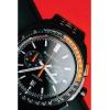 Bulova Men’s Racer Chronograph Watch Black Leather Perforated Strap, Black Dial, Luminous Markers, Orange Accents, Tachymeter 42mm (Style: 98B428)