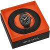 Bulova Men’s Racer Chronograph Watch Black Leather Perforated Strap, Black Dial, Luminous Markers, Orange Accents, Tachymeter 42mm (Style: 98B428)