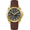 Bulova Men’s Icon High Precisionist Quartz Gold Tone Stainless Steel Case 3-Hand Watch, Leather Brown Strap, Black Dial Style:97B216