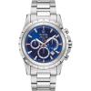 Bulova Men’s Marine Star 6-Hand Quartz Chronograph Stainless Steel Watch, Blue Dial, Tachymeter, 100M Water Resistant Style: 96B174