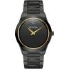 Bulova Mens Modern Millenia Black Ion Plated Stainless Steel 2-Hand Quartz Watch, Black Dial Style: 98a313