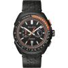 Bulova Men’s Racer Chronograph Watch Black Leather Perforated Strap, Black Dial, Luminous Markers, Orange Accents, Tachymeter 42mm (Style: 98B428)