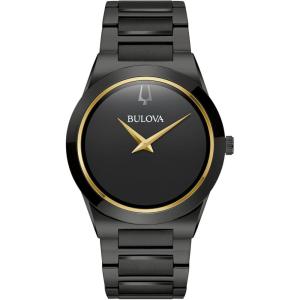 Bulova Mens Modern Millenia Black Ion Plated Stainless Steel 2-Hand Quartz Watch, Black Dial Style: 98a313