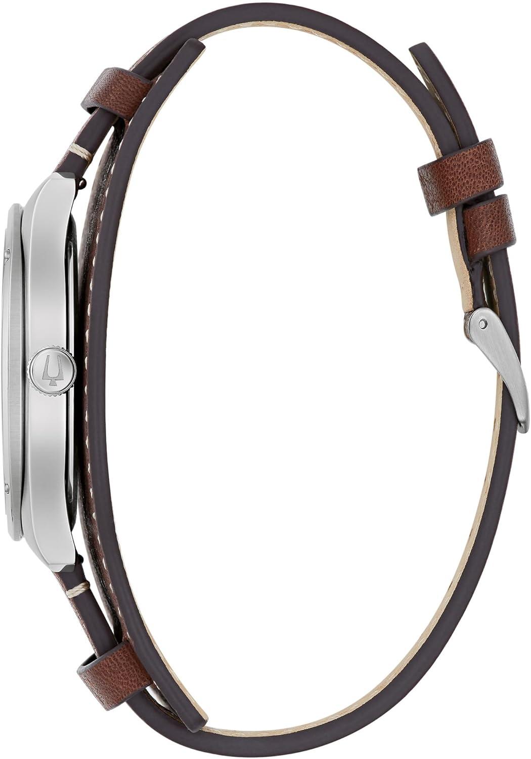 imageBulova Mens Classic Sutton 6Hand Chronograph High Performance Quartz Stainless Steel Case Watch with Brown Leather Strap SilverWhite Dial 415mm Style96B370