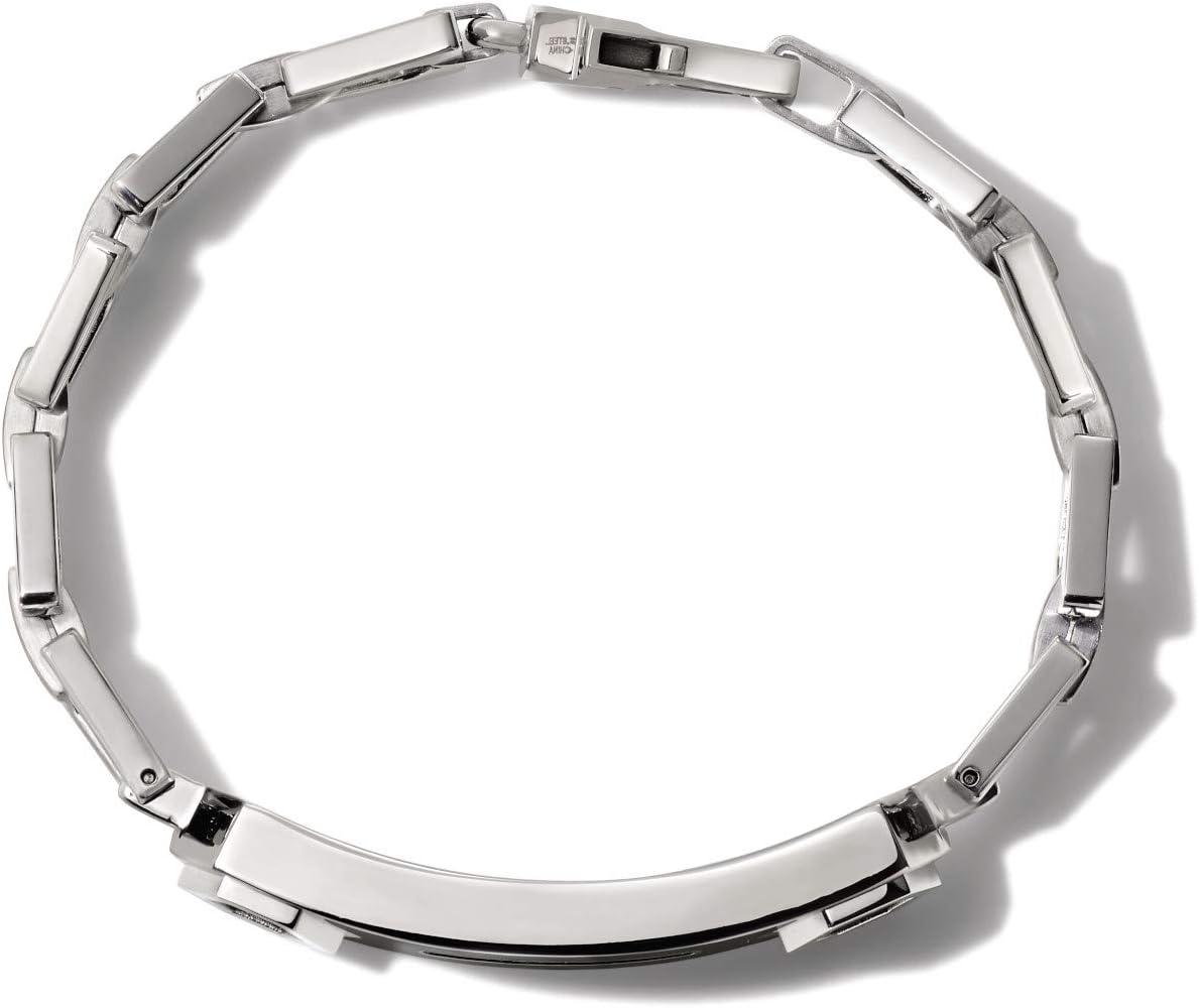 imageBulova Mens Precisionist Stainless Steel Tuning Fork Chain Link ID BraceletBlack Diamond