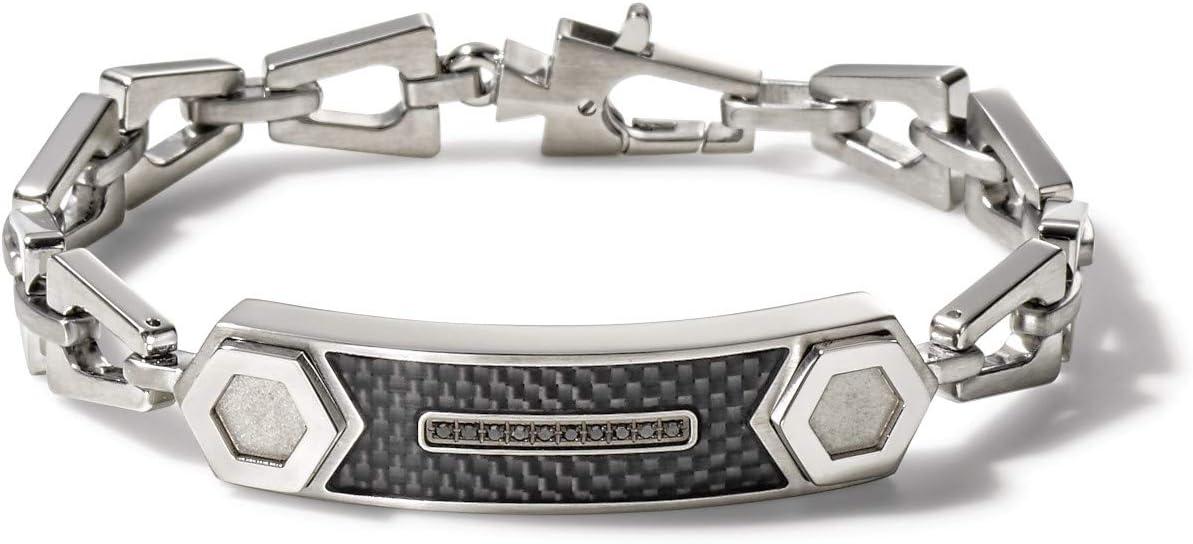 imageBulova Mens Precisionist Stainless Steel Tuning Fork Chain Link ID BraceletBlack Diamond