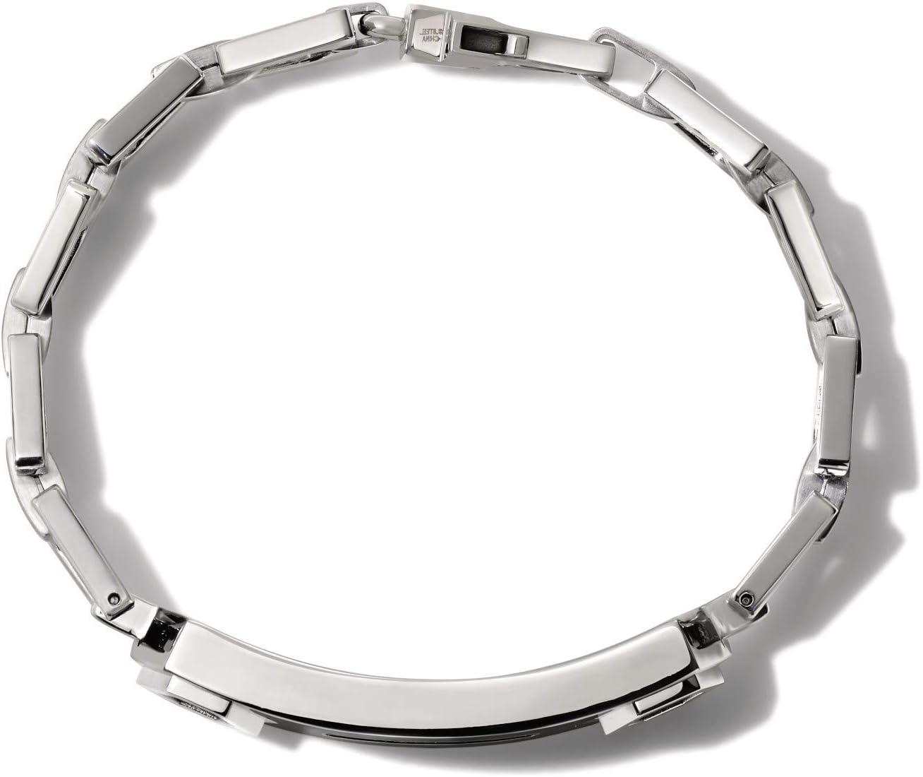 imageBulova Mens Precisionist Stainless Steel Tuning Fork Chain Link ID BraceletWhite Diamond