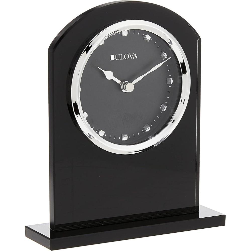 imageBulova B5010 Ebony Crystal Desk Clock Black