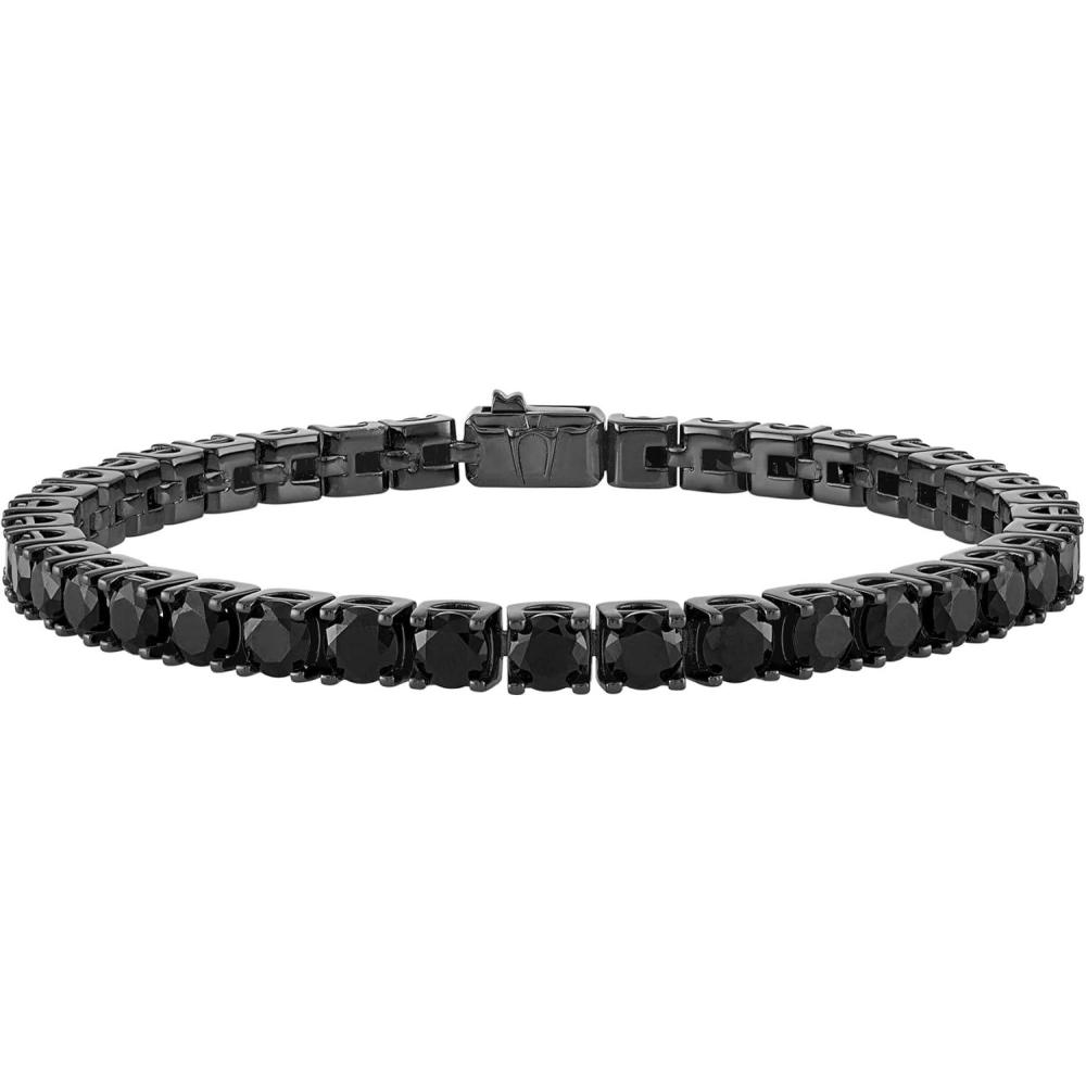 imageBulova Jewelry Mens Classic Black Ruthenium Plated Sterling Silver Tennis Bracelet with 5mm Black Spinel8 inches
