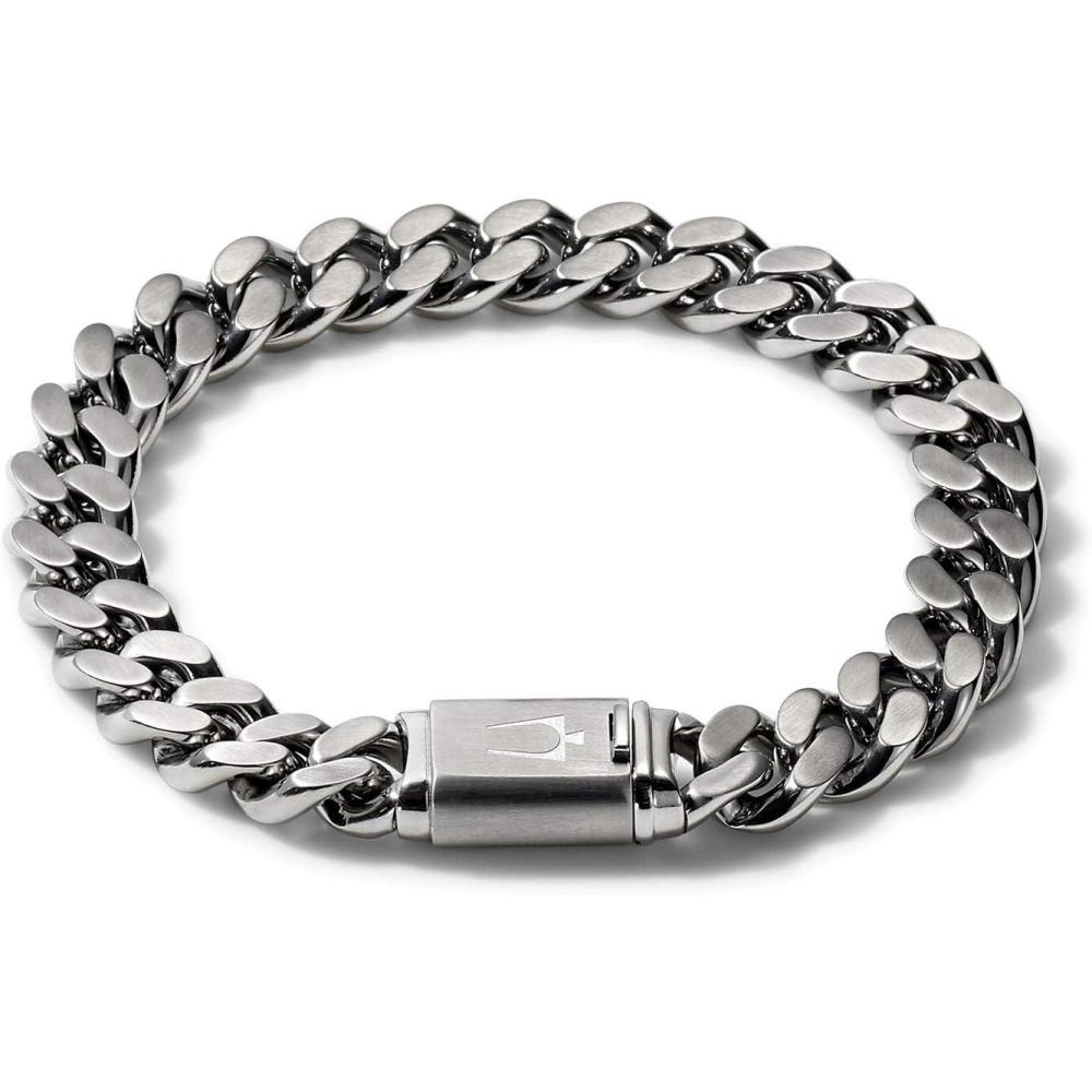 imageMens Classic Stainless Steel Chain Link Bracelet with Clasp ClosureStainless Steel