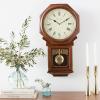 Bulova C3543 Ashford Wall Clock | 25″ Schoolhouse Design | Walnut Finish | Harmonic Triple-Chime Movement | Engraving Plate