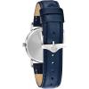 Bulova Ladies Classic Stainless Steel 3-Hand Date Quartz Slim Watch with Blue Leather Strap, Silver-Tone, 32mm Style: 96M146