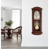 Bulova Litchfield Large Regulator Wall Clock, Model C4332 | Classic Pendulum Design | Harmonic Hourly Chime | Brown Cherry Finish