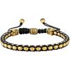 Bulova Men’s Jewelry Polished Gold-Tone Stainless Steel Bracelet, Rounded Box Chain Links Black Cords, Signature Tuning Fork Logo Style: BVB1089-G6STBA