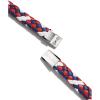 Bulova Men’s Marine Star Red, White and Blue Leather Braid Bracelet with Magnetic Stainless Steel Closure, Size: Medium, Style: J96B032M